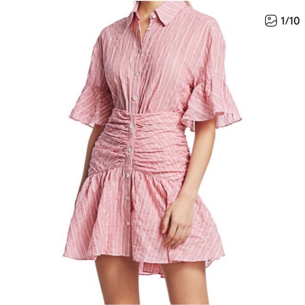 Cinq à Sept Asher Pink Striped High Low Dress